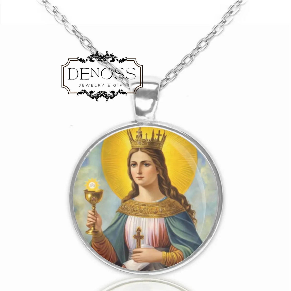 Saint Barbara Catholic Necklace,Patron Saint of artillerymen and miners