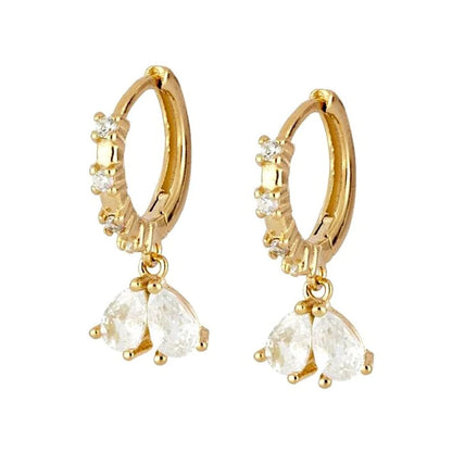 Dainty Crystal Water Drop Hoop Earrings ,CZ Dangling Earrings