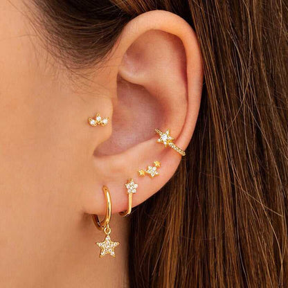 Dainty 3 Leaves Flower Shaped CZ Stud Earrings