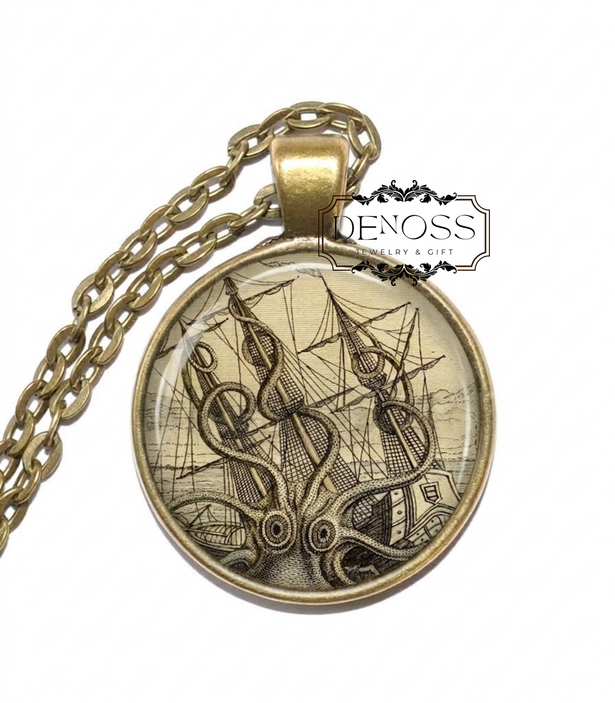 KRAKEN Necklace,Sea Monster, Sailors' Superstition,Mythos,Octopus,Giant Squid,Art Pendant Necklace,Glass pendant