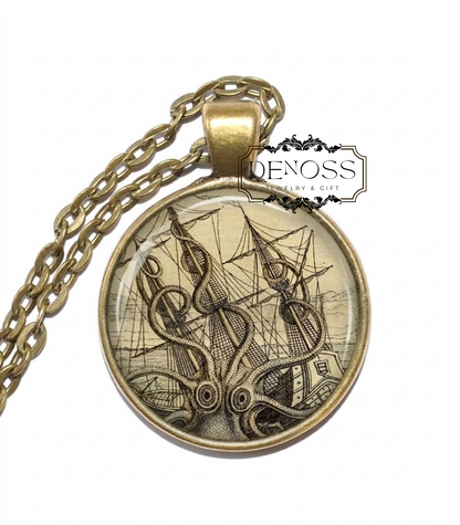 KRAKEN Necklace,Sea Monster, Sailors' Superstition,Mythos,Octopus,Giant Squid,Art Pendant Necklace,Glass pendant