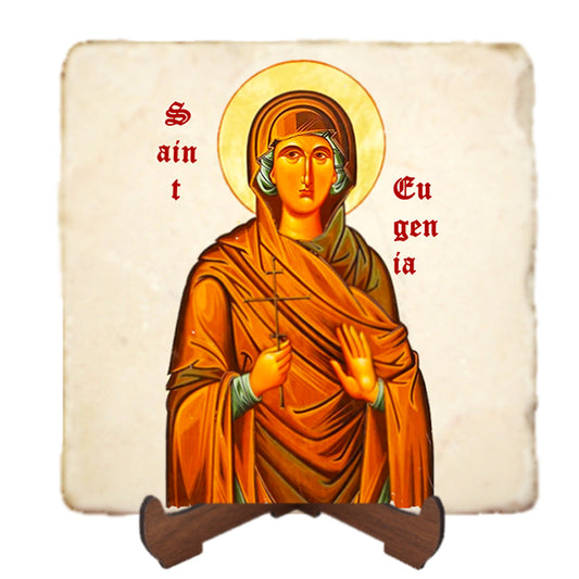 St.Eugenia of Rome Icon,Women Saint,Marble Icon,Handmade,Prayer gift,Christian Icon