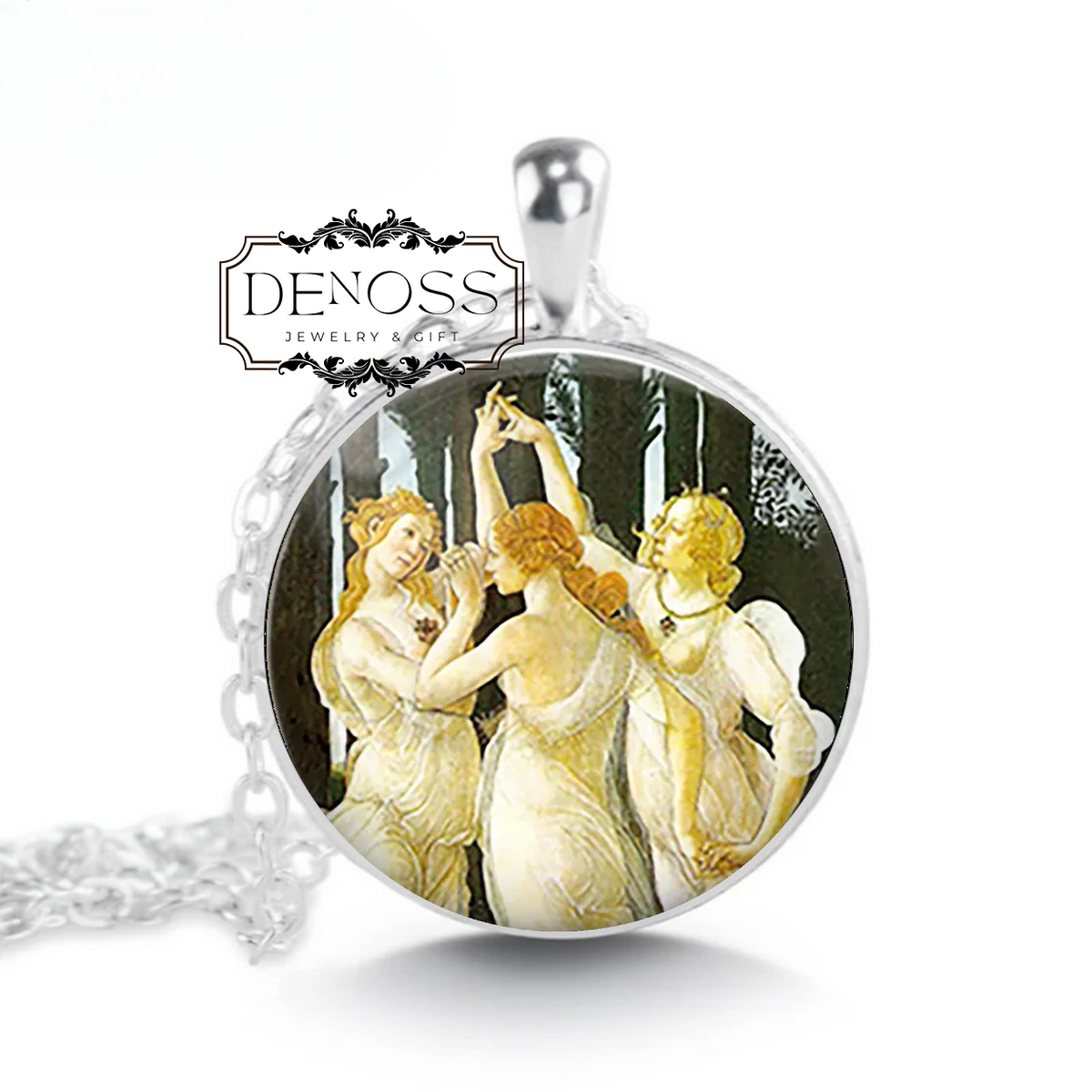 Botticelli's Three Graces art necklace,Renaissance art gift