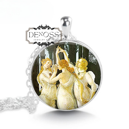Botticelli's Three Graces art necklace,Renaissance art gift