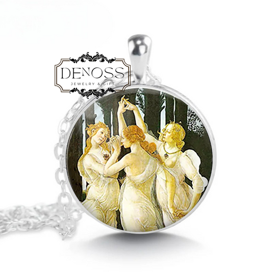 Botticelli's Three Graces art necklace,Renaissance art gift