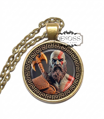 KRATOS Necklace,God of Strength,God of Power,Physical Force,Greek, Mythology,Might and Authority,Glass Pendant