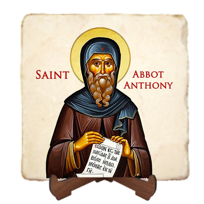 St.Anthony the Great Icon,Men Saints,Marble Icon,Handmade,Prayer gift,Christian Icon