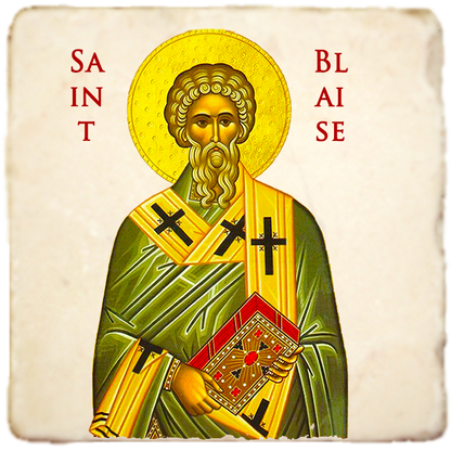 St.Blaise Icon,Men Saints,Marble Icon,Handmade,Prayer gift,Christian Icon
