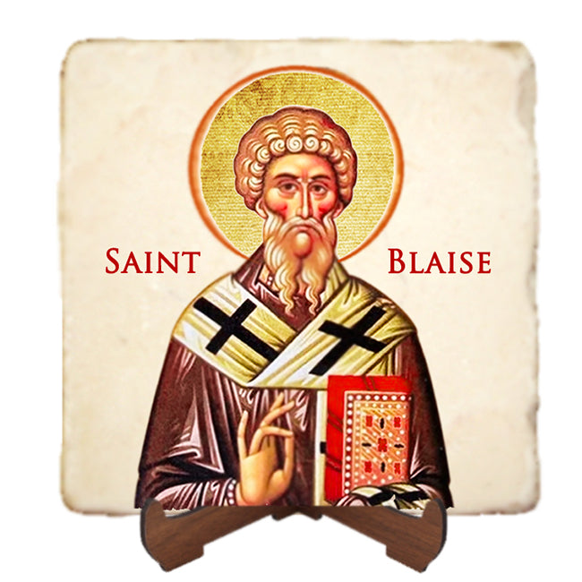 St.Blaise of Sebaste Icon,Men Saints,Marble Icon,Handmade,Prayer gift,Christian Icon