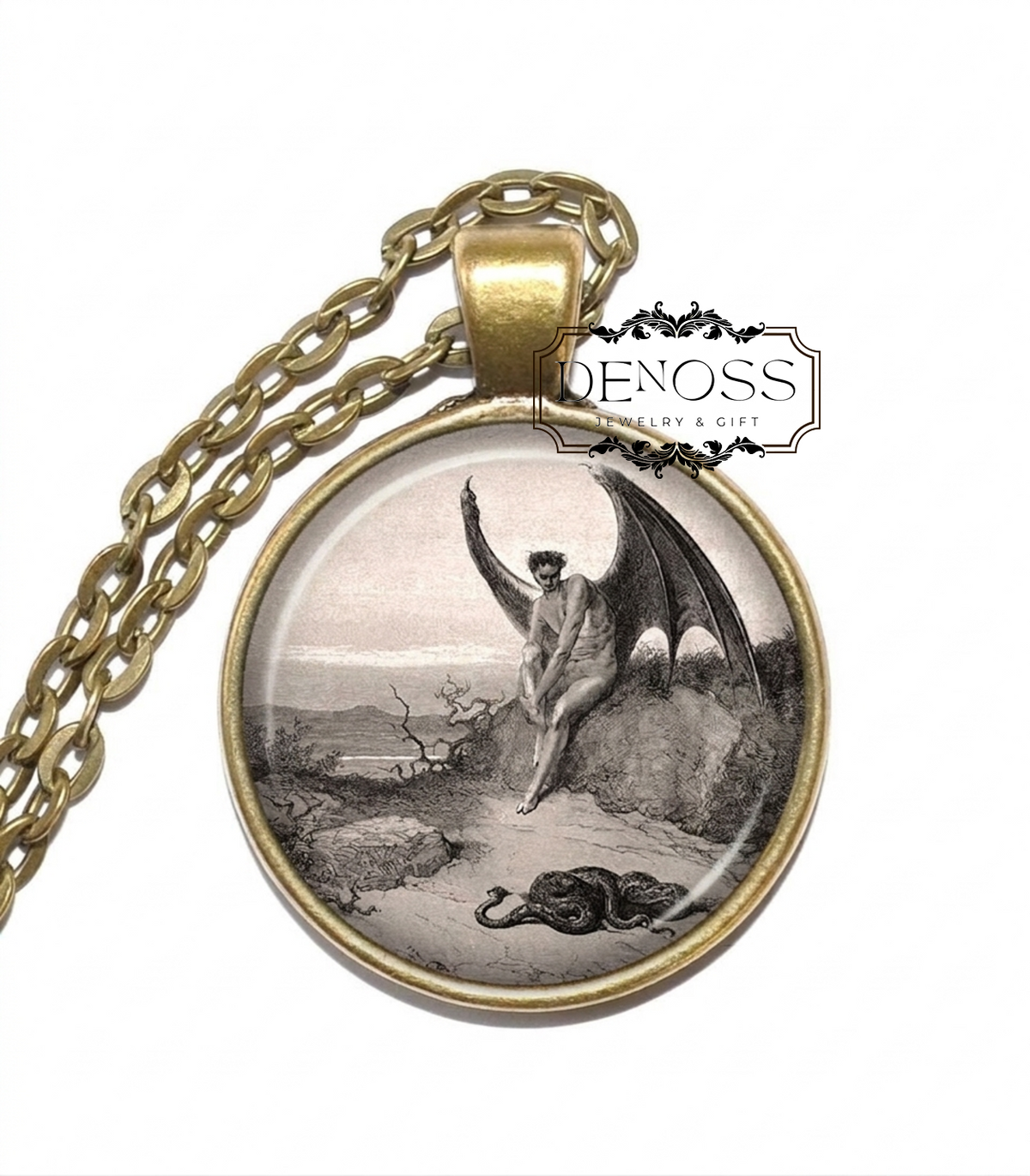 LUCIFER Necklace,Fallen Angel,High Prince,Prince of the Forsaken,Forgotten and Forlorn,Goetic Demon,Art Pendant Necklace