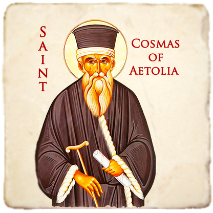 St.Cosmas of Aetolia Icon,Men Saints,Marble Icon,Handmade,Prayer gift,Christian Icon