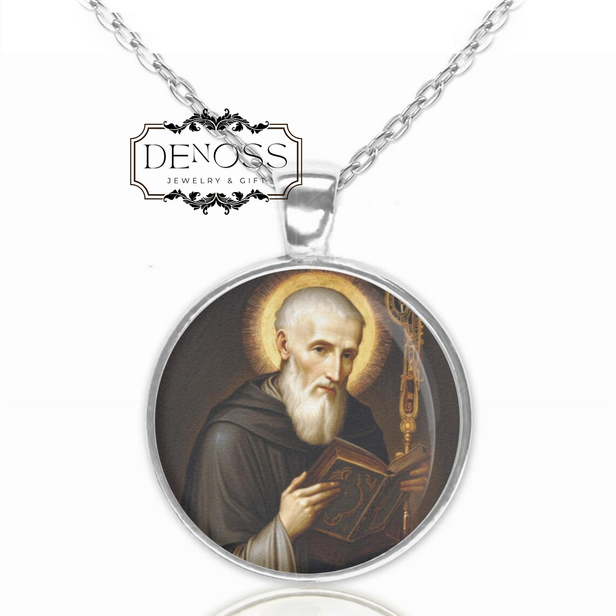Saint Benedict of Nursia Necklace,Catholic Medal Pendant,Christian Religious Jewelry