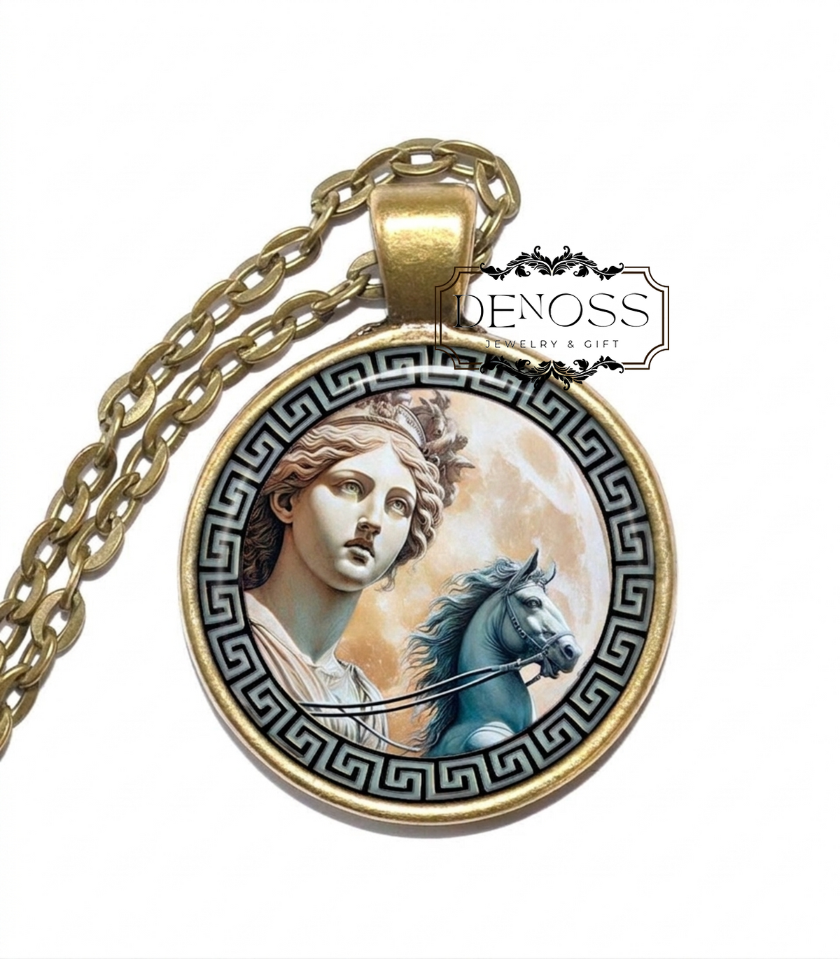 LUNA Necklace,Goddess of the Moon,Sleep and Dreams,Moon and Time,Mythology,Roman,Glass Pendant