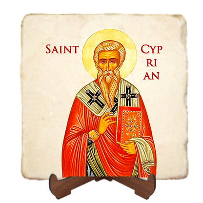 St.Cyprian Icon,Men Saints,Marble Icon,Handmade,Prayer gift,Christian Icon