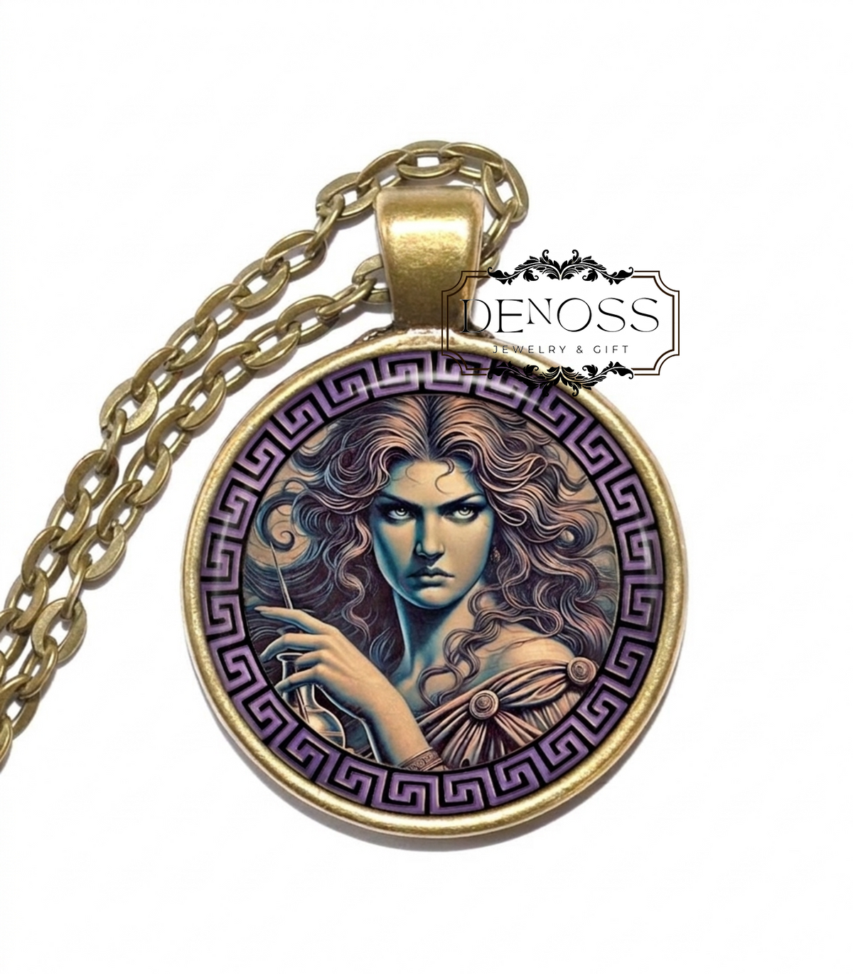 MEGAERA Necklace,Goddess of Vengeance,Goddess of Moral Retribution,Furies,Erinyes,Greek,Mythology,Glass pendant