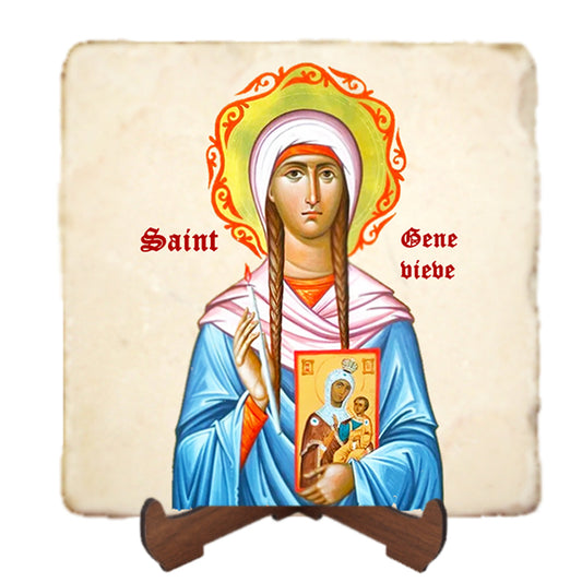 St.Genevieve of Paris Icon,Women Saint,Marble Icon,Handmade,Prayer gift,Christian Icon