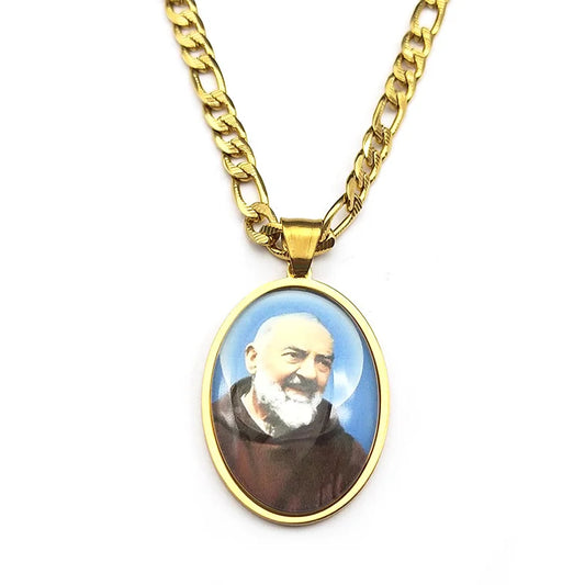 St.Padre Pio,Christian Necklace,Religious Gift Jewelry