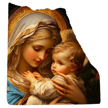 Virgin Mary and Baby Jesus,Christian Gift,For Baby room,Fresco on Antique Marble