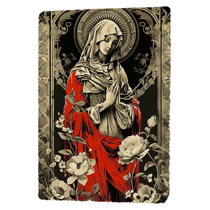 Virgin Mary,Inspirational Artwork Fresco on Antique Marble