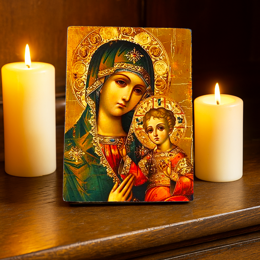 Orthodox Christian Decor,Byzantine Art,Fresco on Antique Marble
