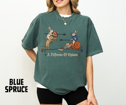 A Difference of Opinion Shirt, Medieval Rabbit Tee, Funny Bunny Knight Shirt, Medieval Snail, Renaissance Humor, Ren Faire Tee - Denoss