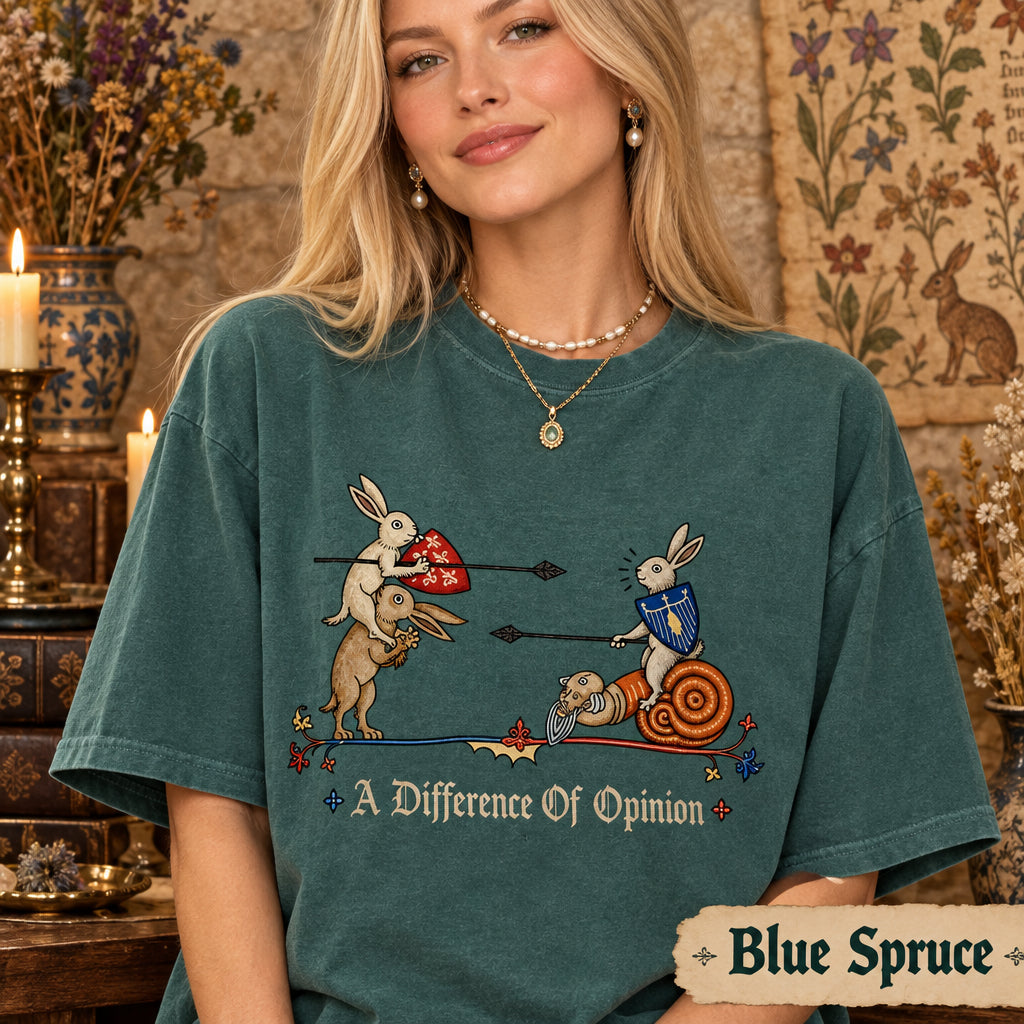 A Difference of Opinion Shirt, Medieval Rabbit Tee, Funny Bunny Knight Shirt, Medieval Snail, Renaissance Humor, Ren Faire Tee - Denoss