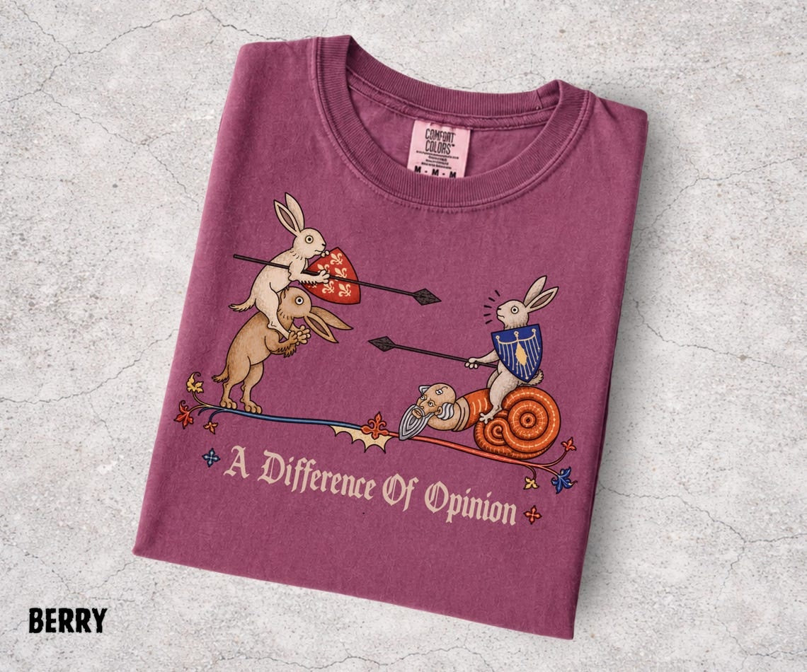 A Difference of Opinion Shirt, Medieval Rabbit Tee, Funny Bunny Knight Shirt, Medieval Snail, Renaissance Humor, Ren Faire Tee - Denoss