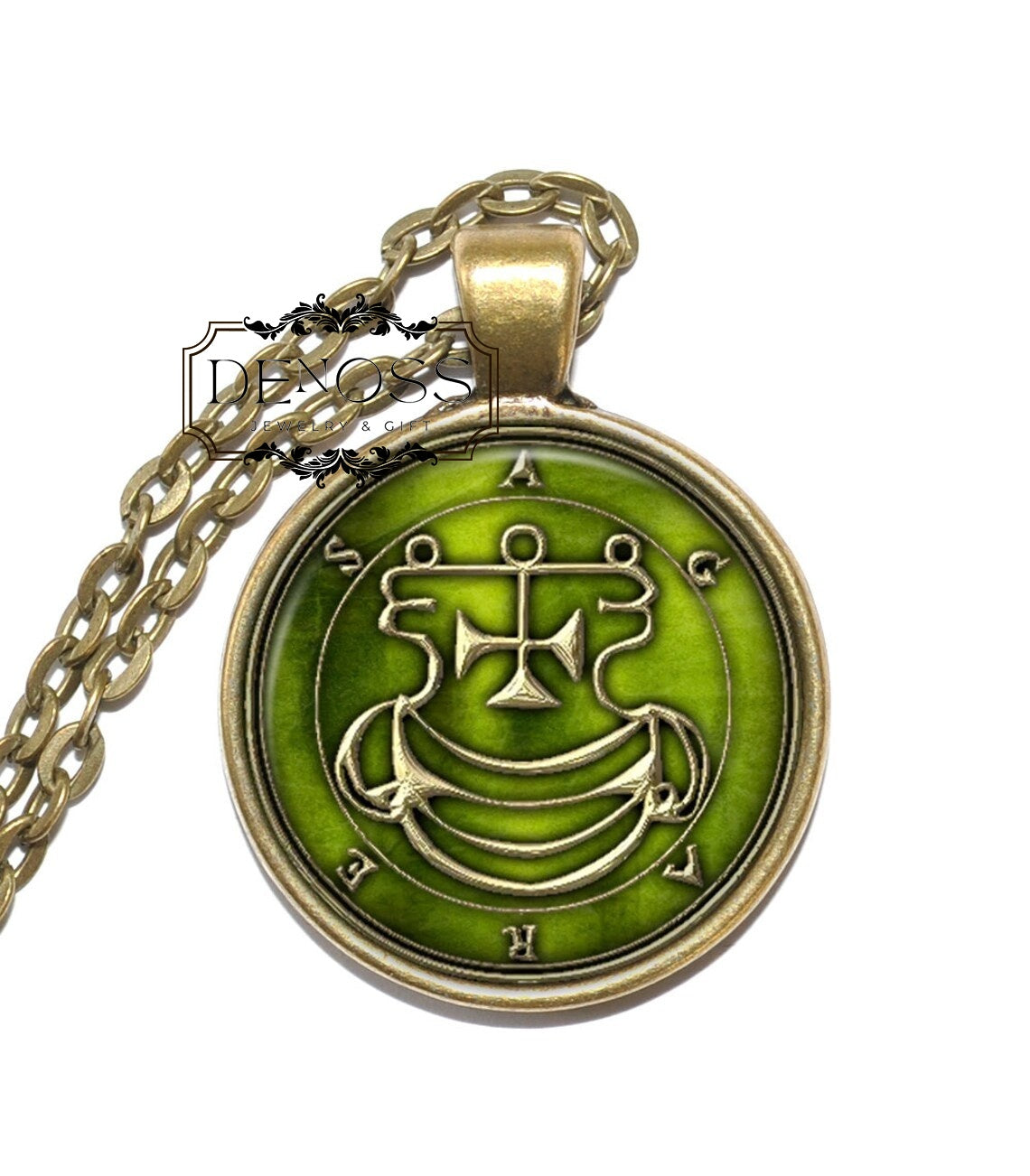 AGARES Necklace,Sigil,Agreas,Demon Duke,Day Demon,Goetia,Goetic Demon,Art Pendant Necklace,Glass Pendant
