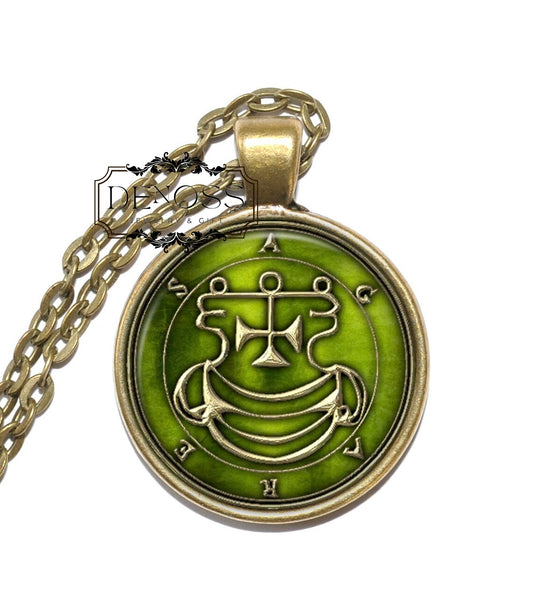 AGARES Necklace,Sigil,Agreas,Demon Duke,Day Demon,Goetia,Goetic Demon,Art Pendant Necklace,Glass Pendant - Denoss