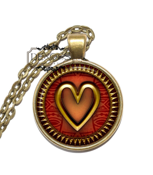 AKOMA Necklace,Adinkra,Symbol,Love,Goodwill,Patience,Faithfulness,Endurance,Fondness,Faith,Africa,Art Pendant Necklace - Denoss