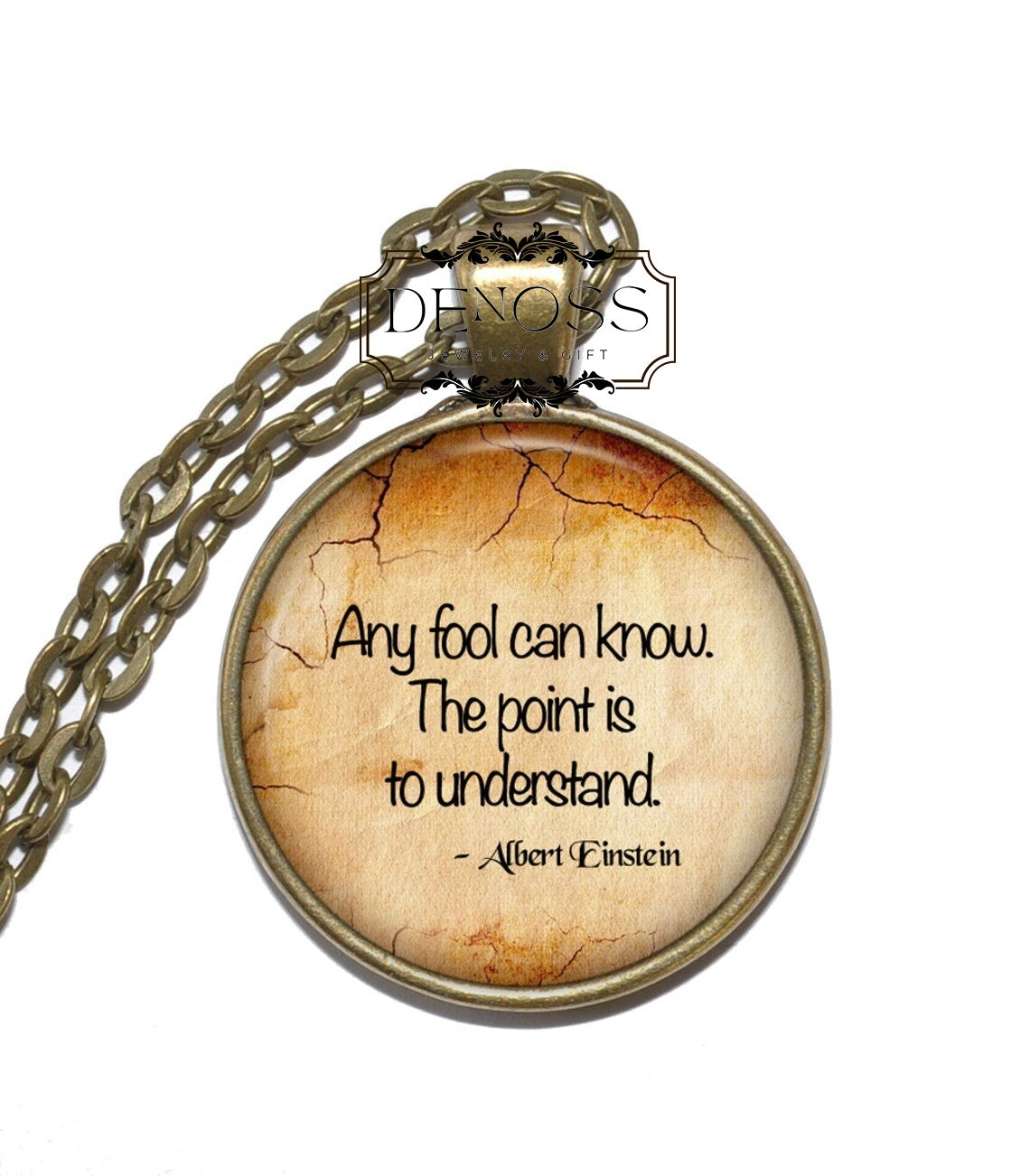 ALBERT EINSTEIN QUOTE Necklace,Theoretical Physicist,Nobel Prize,Theory of Relativity,Quantum Mechanics,E = mc2,Glass Pendant