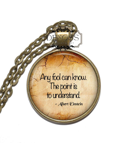 ALBERT EINSTEIN QUOTE Necklace,Theoretical Physicist,Nobel Prize,Theory of Relativity,Quantum Mechanics,E = mc2,Glass Pendant
