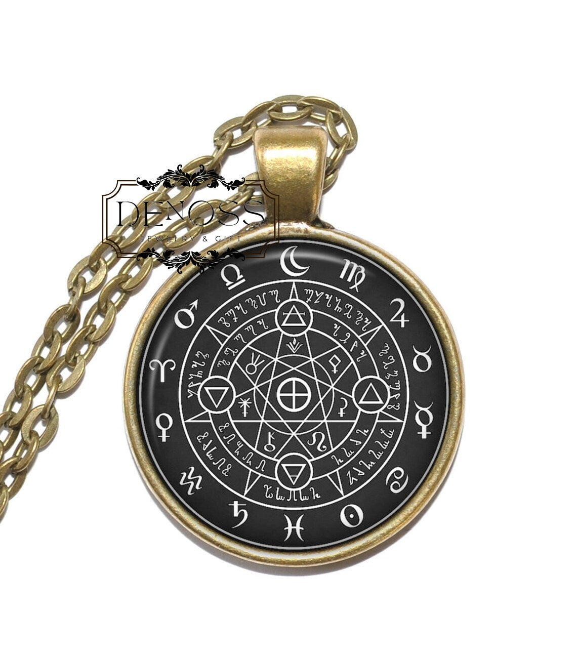 ALCHEMICAL SIGIL Necklace,Symbol,Natural Philosophy,Protoscience,Art Pendant Necklace,Glass Pendant