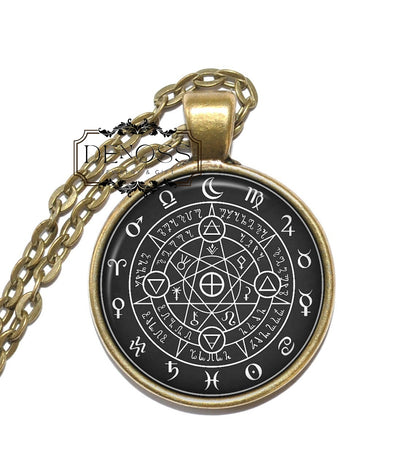 ALCHEMICAL SIGIL Necklace,Symbol,Natural Philosophy,Protoscience,Art Pendant Necklace,Glass Pendant