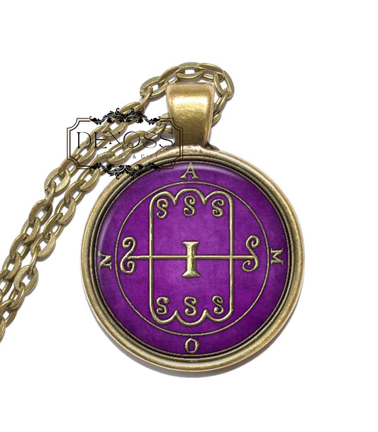 AMON Necklace,Gamigin,Sigil,Demon Marquis,Day Demon,Goetia,Goetic Demon,Art Pendant Necklace,Glass Pendant - Denoss