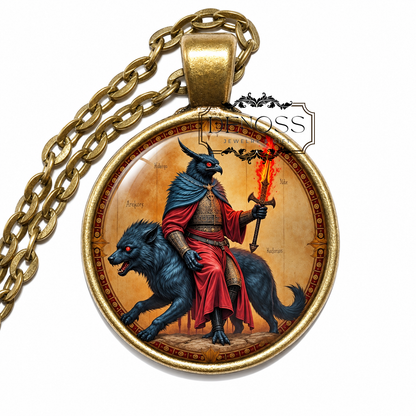ANDRAS Necklace,Solar Demon Nobility,Demon Marquis,Goetic Demon,Lesser Key of Solomon,Glass Pendant