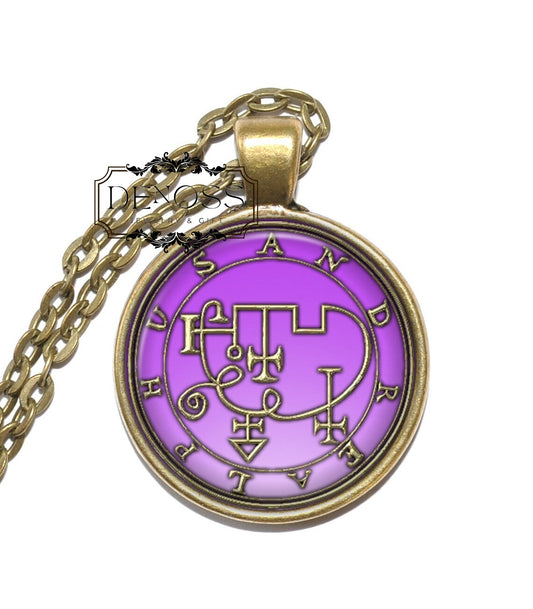 ANDREALPHUS Necklace,Sigil,Demon of the Night,Demon Marquis,Night Demon,Goetia,Goetic Demon,Glass Pendant - Denoss