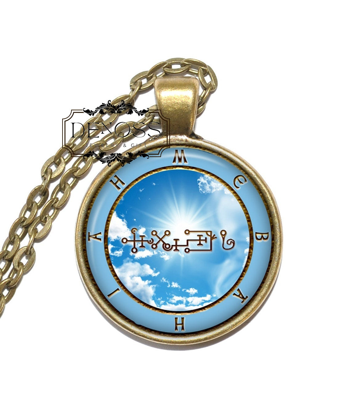 ANGEL MEBAHIAH SEAL Necklace,Guardian angel,December 22 - 26,Talisman,Protection,Symbol,Art Pendant Necklace,Glass Pendant