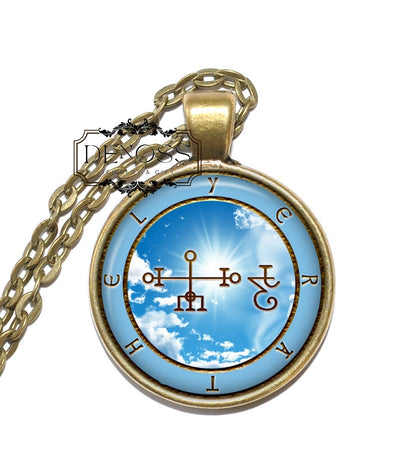 ANGEL YERATHEL SEAL Necklace,Guardian angel,August 2 - 6,Talisman,Protection,Symbol,Art Pendant Necklace Glass Pendant