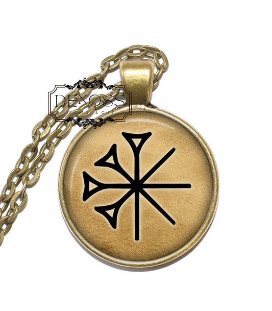 ANU SYMBOL Necklace,Sky Father,King of the Gods,Supreme God,Lord of the Constellations,Mesopotamian,Art Pendant - Denoss