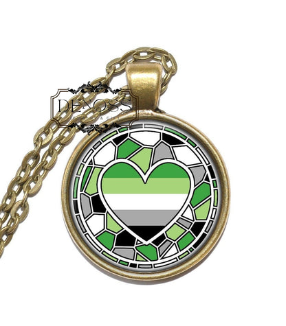 AROMANTIC Necklace,Pride,Symbol,Flag,LGBTQ,Nickel free,Art Pendant Necklace,Glass Pendant,Handmade Jewelry