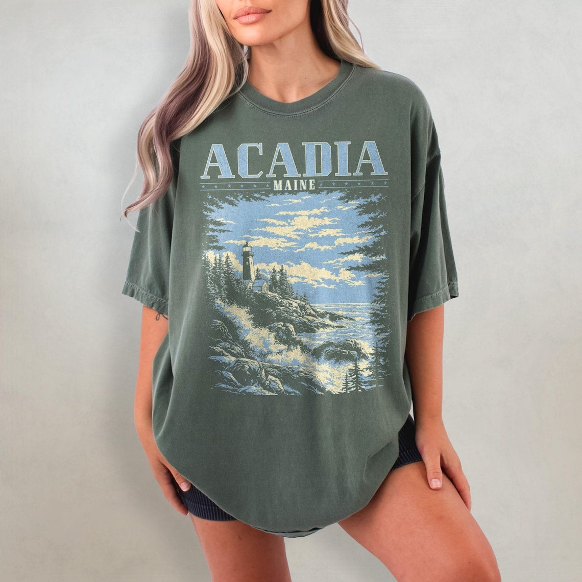 Acadia National Park Shirt, Vacation Comfort Colors T-Shirt, Maine Tshirt, Ocean Lighthouse Tee, Oversized East Coast Shirt, Maine Gift
