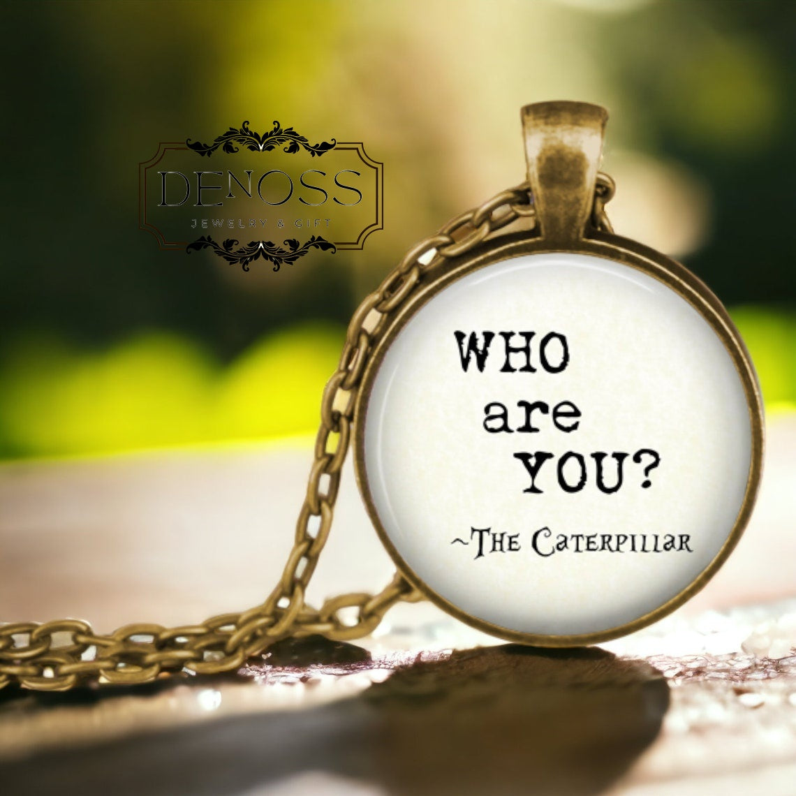 Alice in Wonderland Necklace,Caterpillar Quote Jewelry, Lewis Carroll