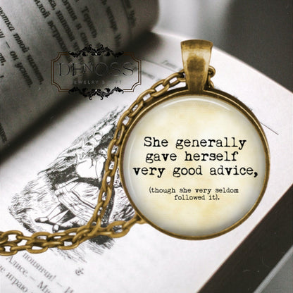 Alice in Wonderland Quote Necklace,White Rabbit Charm Jewelry