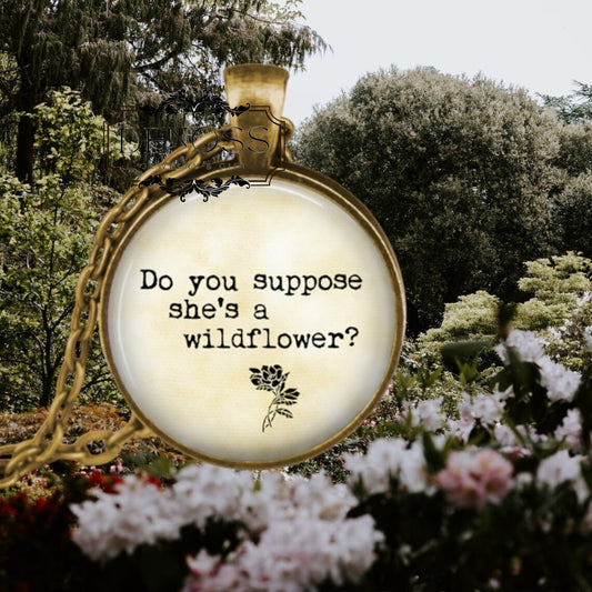 Alice in Wonderland Quote Pendant, Wildflower,White Rabbit Charm - Denoss