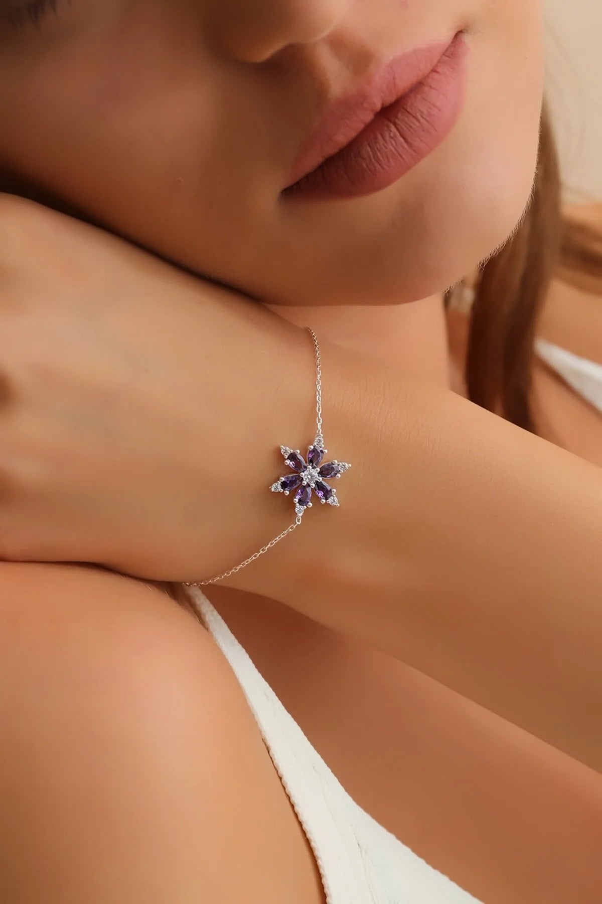925 Sterling Silver Chain Sun Silver Lotus Bracelet