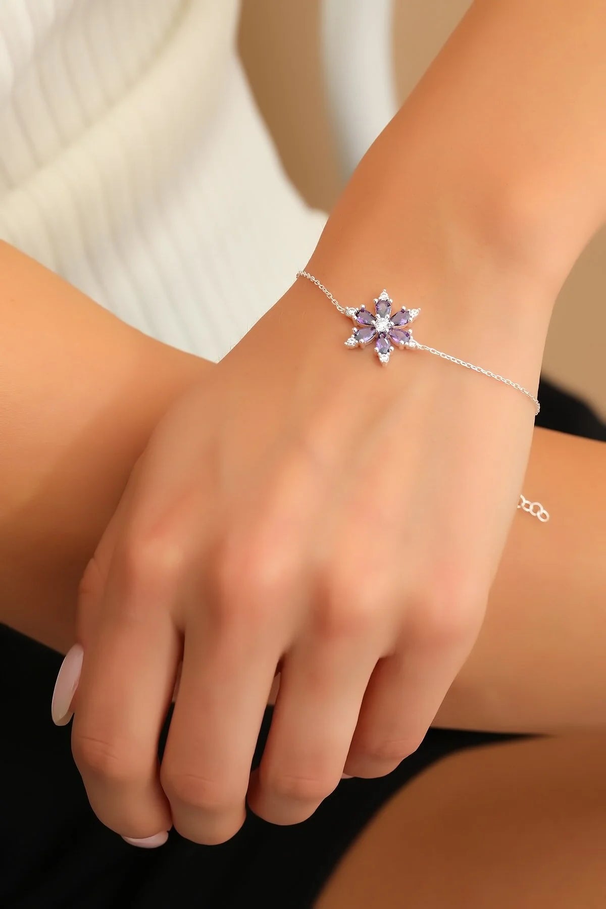 925 Sterling Silver Chain Sun Silver Lotus Bracelet
