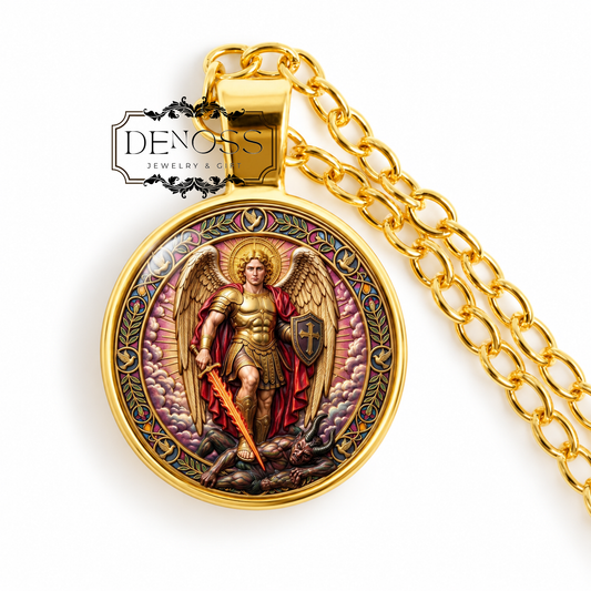 Archangel Michael Necklace,Religious Gift,Spiritual Metal Necklace,St Michael Medal,Christian Keepsake,Guardian Angel  Necklace