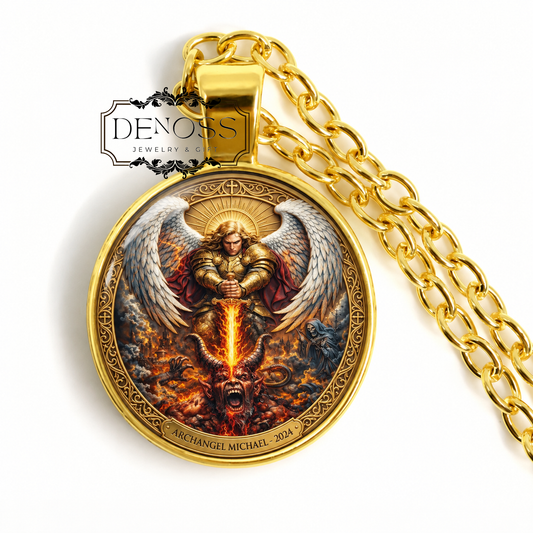 Archangel Michael Necklace,Religious Gift, Spiritual Necklace,Archangel Michael Medal,Guardian Angel Gift,Christian Collectible
