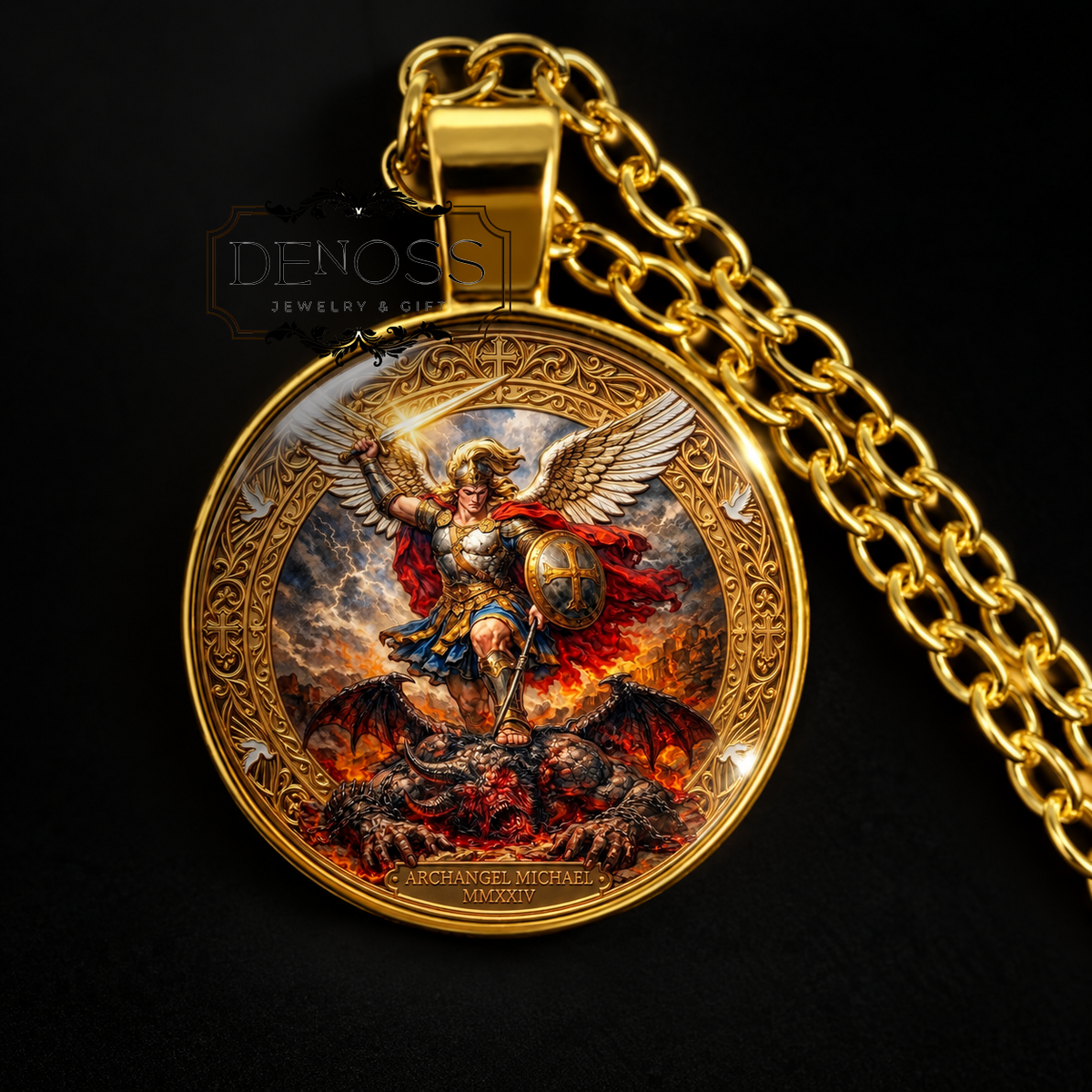 Archangel Michael Necklace,Religious Keepsake,Spiritual Medal Gift,St Michael Medal, Angel Christian Collectible Necklace